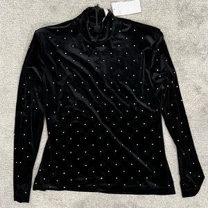 NWT H&M Jeweled Long Sleeved Velvet Top L